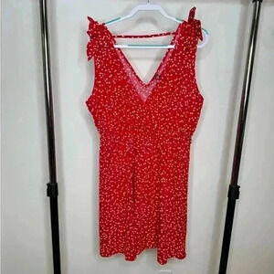 SHEIN Adorable red heart dress with tie shoulder straps, lightweight, size 2XL